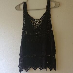 Paparazzi Crochet Boho Whimsy Goth Scallop Hem Tank Top Size S